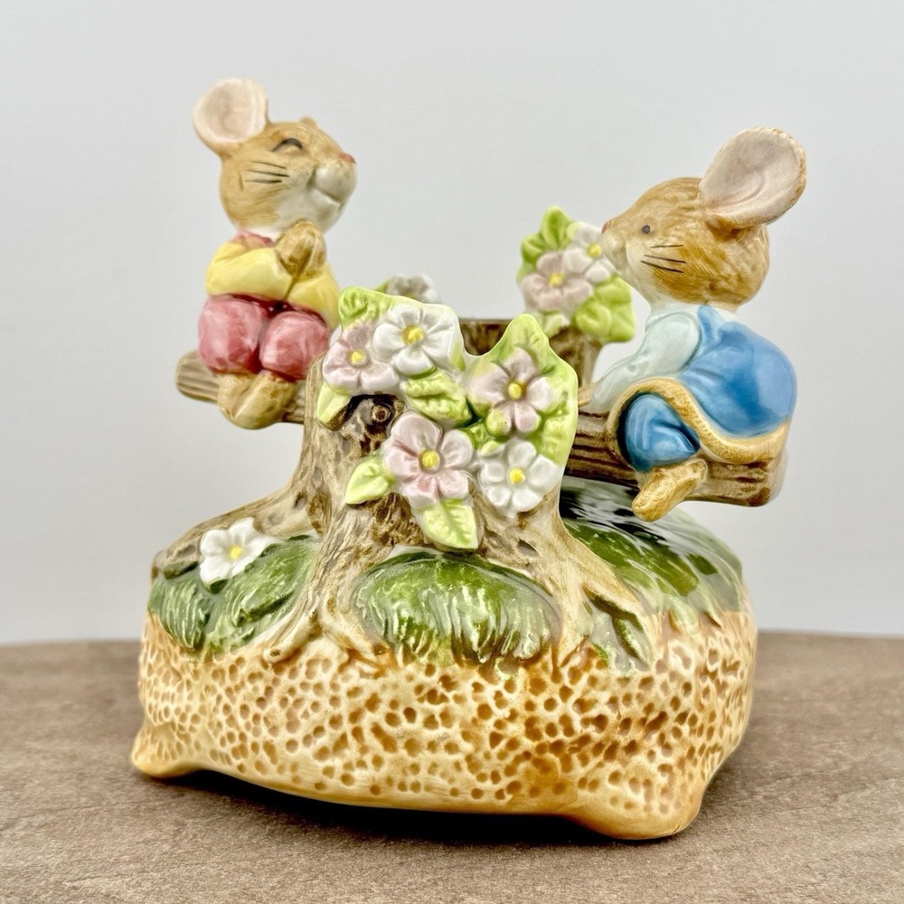Vintage Otagiri Japan Music Box Cute Mice on See‎ Saw "Play Mates" Song Grandma